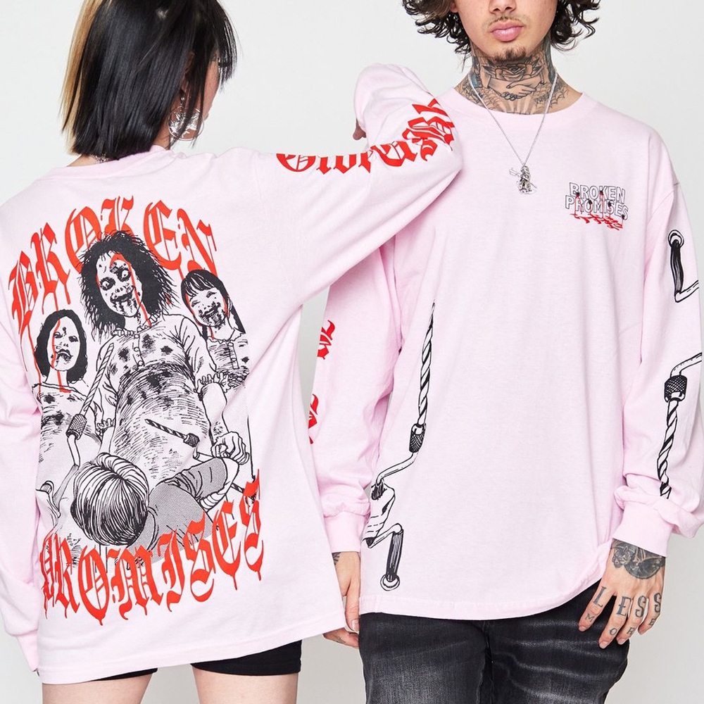 Pink Broken Promised x Junji Ito Long Sleeve T-shirt